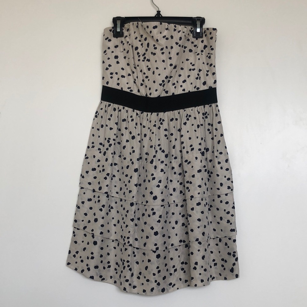 Theory Navy & White Polka Dot Strapless Dress - Sz 4